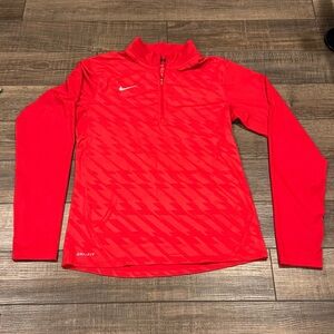 Nike Men's Red Running Element Dri-Fit Quarter Zip Long Sleeve Top Size Small